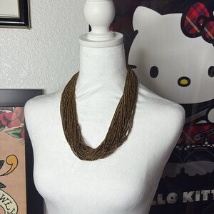 Brown Beaded Statement Necklace